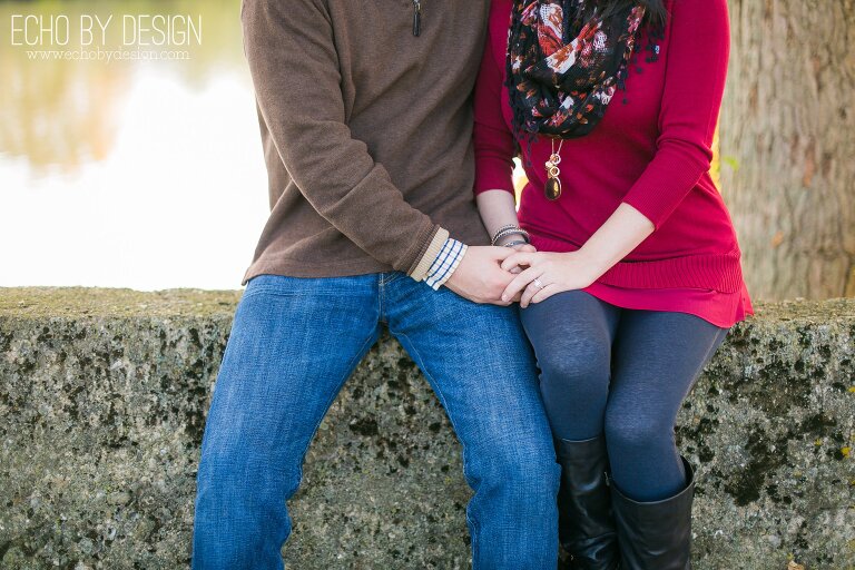 Engagement session with couple holding hands