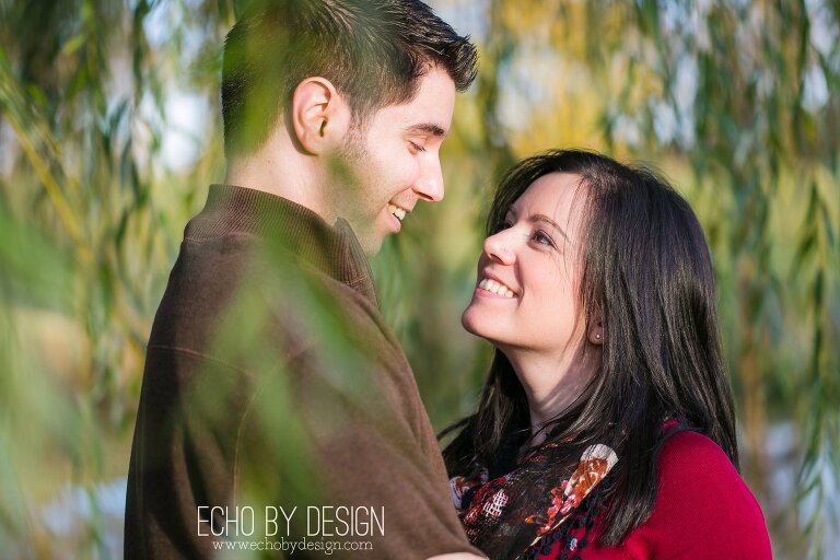 Engagement Photo of couple in willow trees