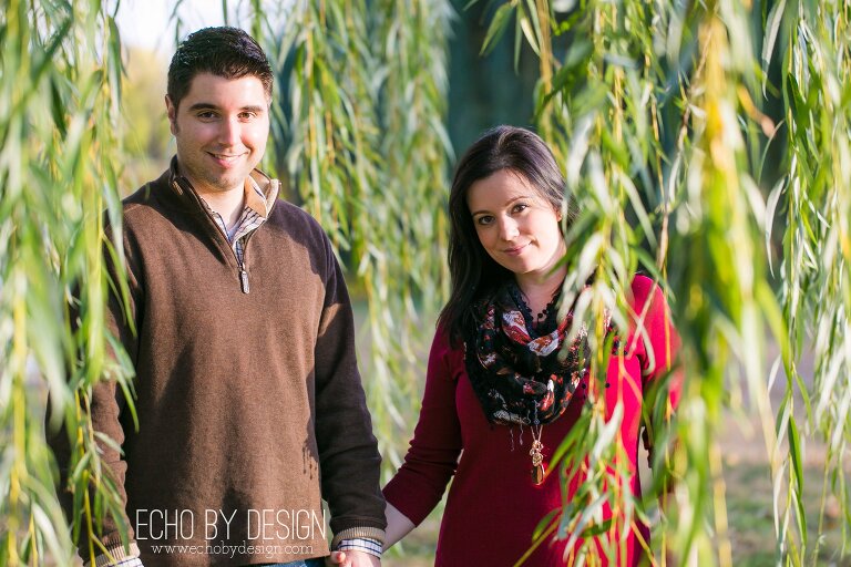 Engagement Photo of couple in willow trees