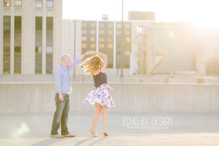 Engagement Session on a Rooftop parking garage.