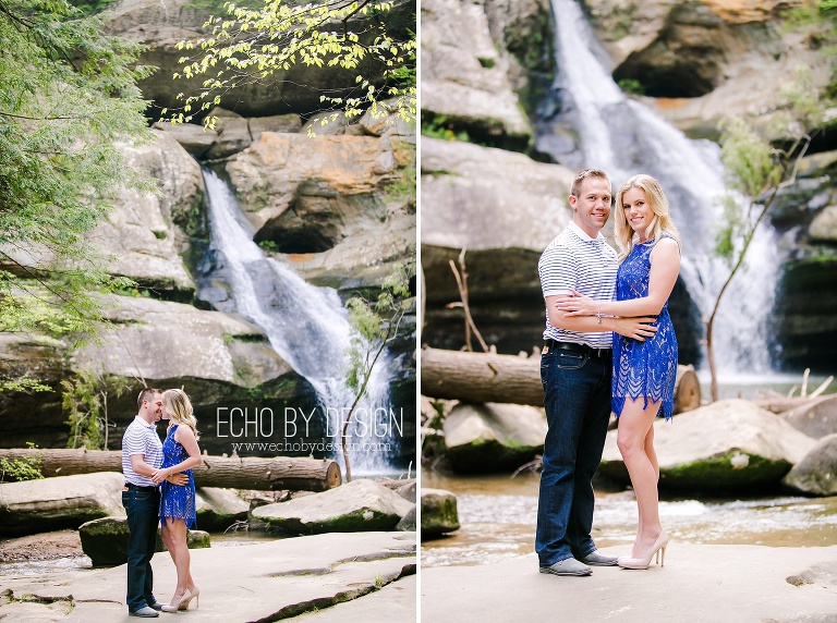 Hocking Hills Cedar Falls Waterfall Engagement Photo