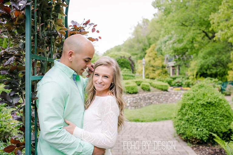 Dayton Photographer Engagement Photos at Wegerzyn Gardens, Couple gets pictures at Wegerzyn Gardens for Echo by Design