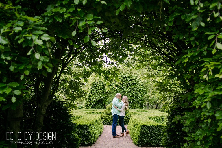 Unique Engagement Photo at Wegerzyn Gardens in Dayton, Ohio