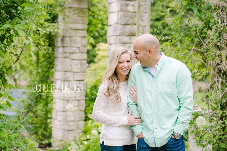 Couple photo under arbor at Wegerzyn Gardens