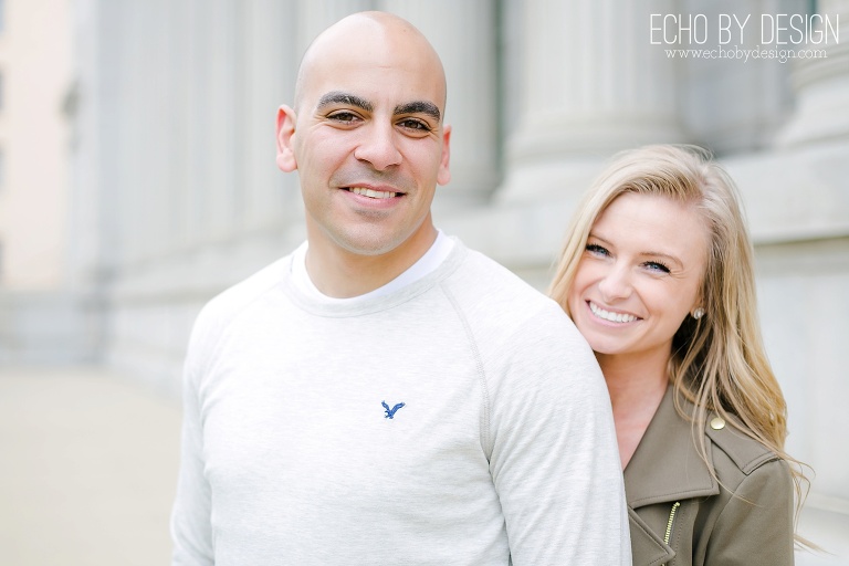 Bright and Airy Engagement Photo in downtown Dayton