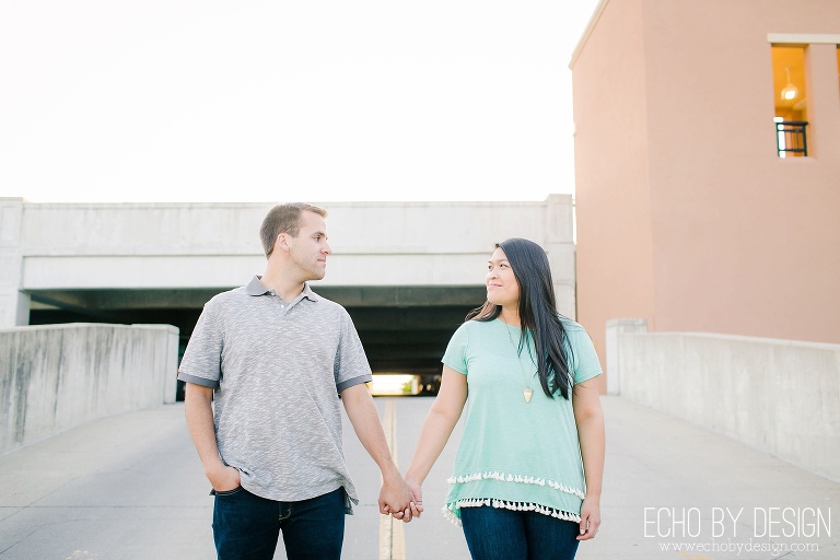 Engagement Photo at a Parking Garage